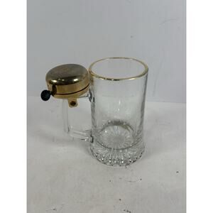 Vintage Glass Beer Stein With Working Bell Ringer GreatCondition Made In Germany